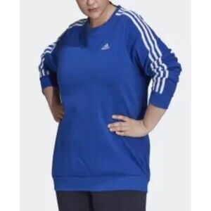 Adidas Essentials 3-Stripe Fleece Sweatshirt  Plus Size 2X Bld Blue White H10173